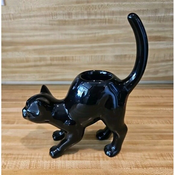 PARTYLITE Black Cat Ceramic Tealight Candle Holder Display Use Only - Picture 2 of 9